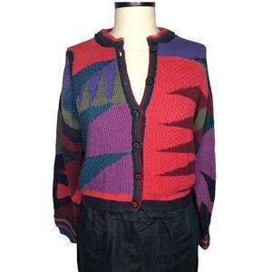 Peruvian Connection Abstract Cardigan Pima P VTG